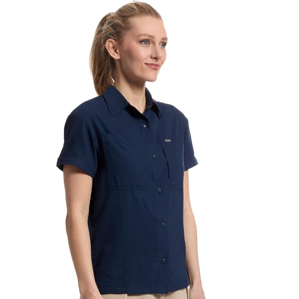 NEW Columbia Eco-Friendly Women's Silver Ridge Utility Shirt Omni Wick Navy XXL
